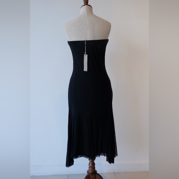 Yigal Azrouel Strapless Black MIDI Dress with beaded trim detail Size 5 NWT - Picture 4 of 7